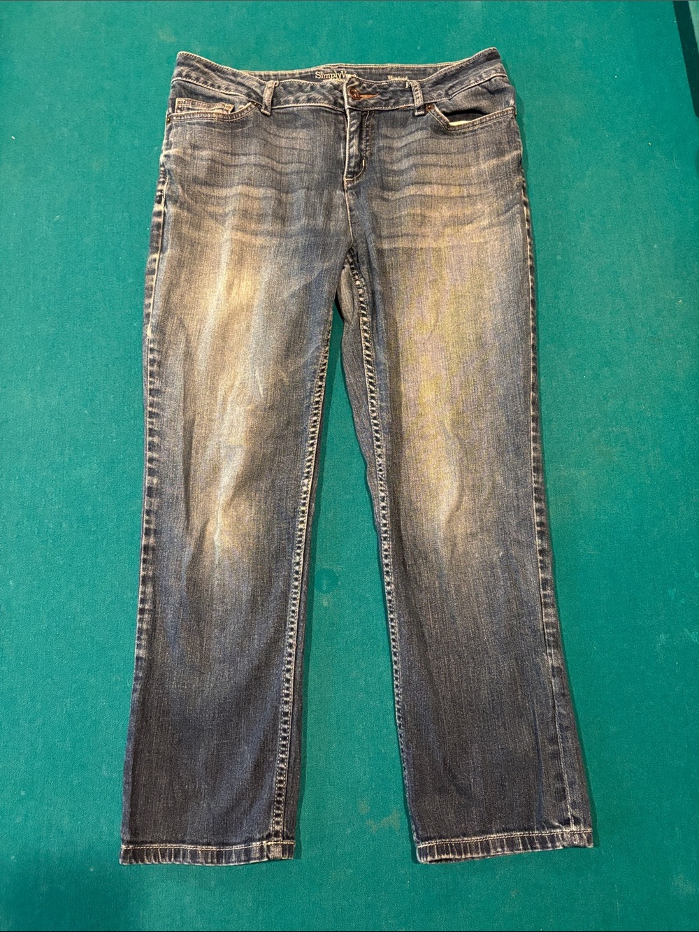 Simply Vera Vera Wang Women's Faded Blue Straight Relaxed Jeans Size 10